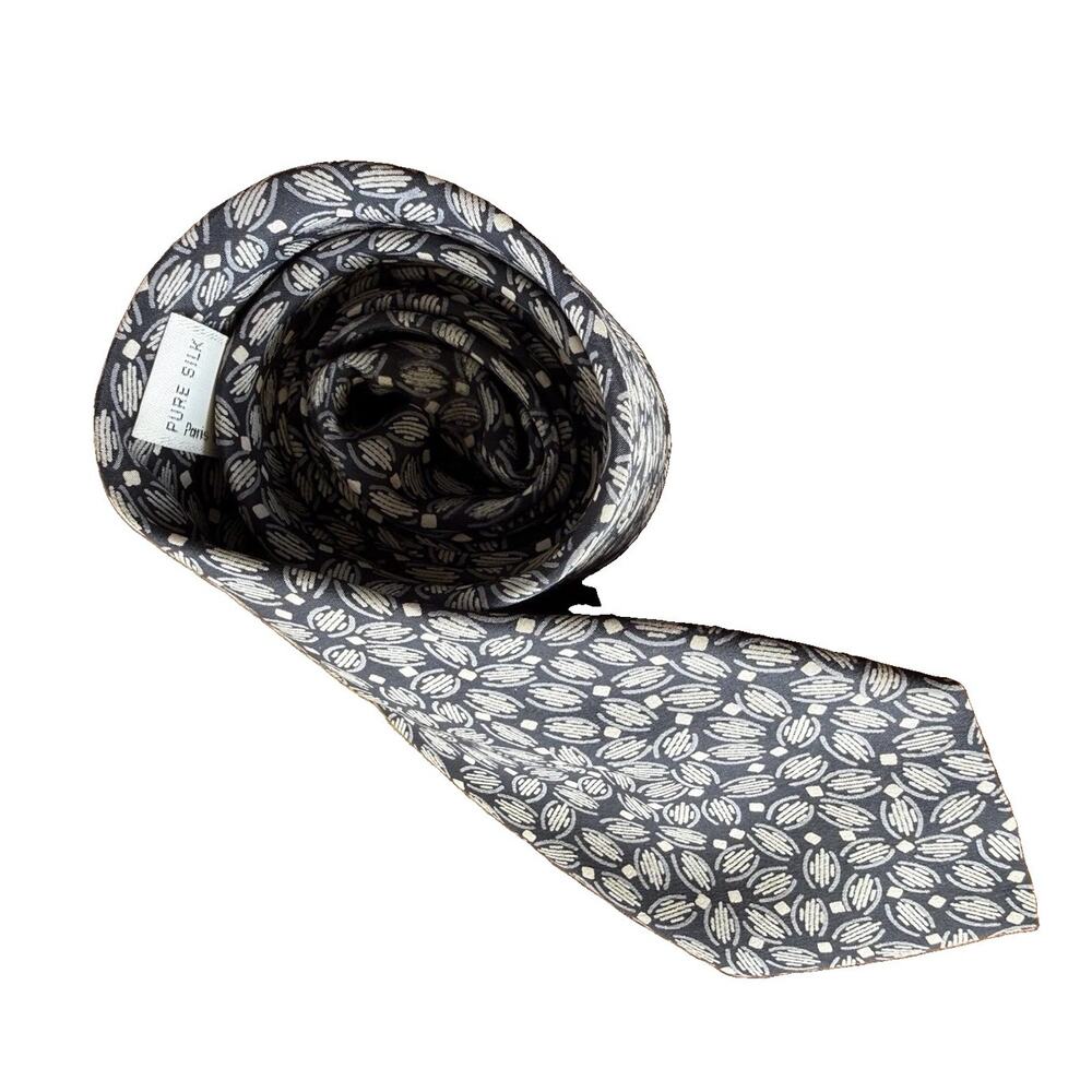 Valentino Garavani Gray Abstract Neat Pattern Silk Tie Made in Italy Designer - Picture 3 of 13